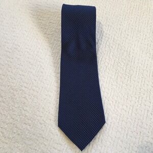 American Living Mens Navy Blue Silver‎ Black Silk Small Dot Necktie